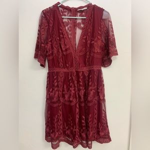 Bella Ella Haute Monde “Light my Fire” Dress in Wine, Women’s Medium
